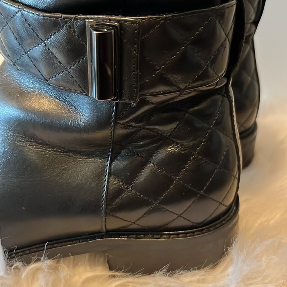 Aquatalia black Italian leather tall riding boot quilted heel size zip size 10 - Picture 5 of 16